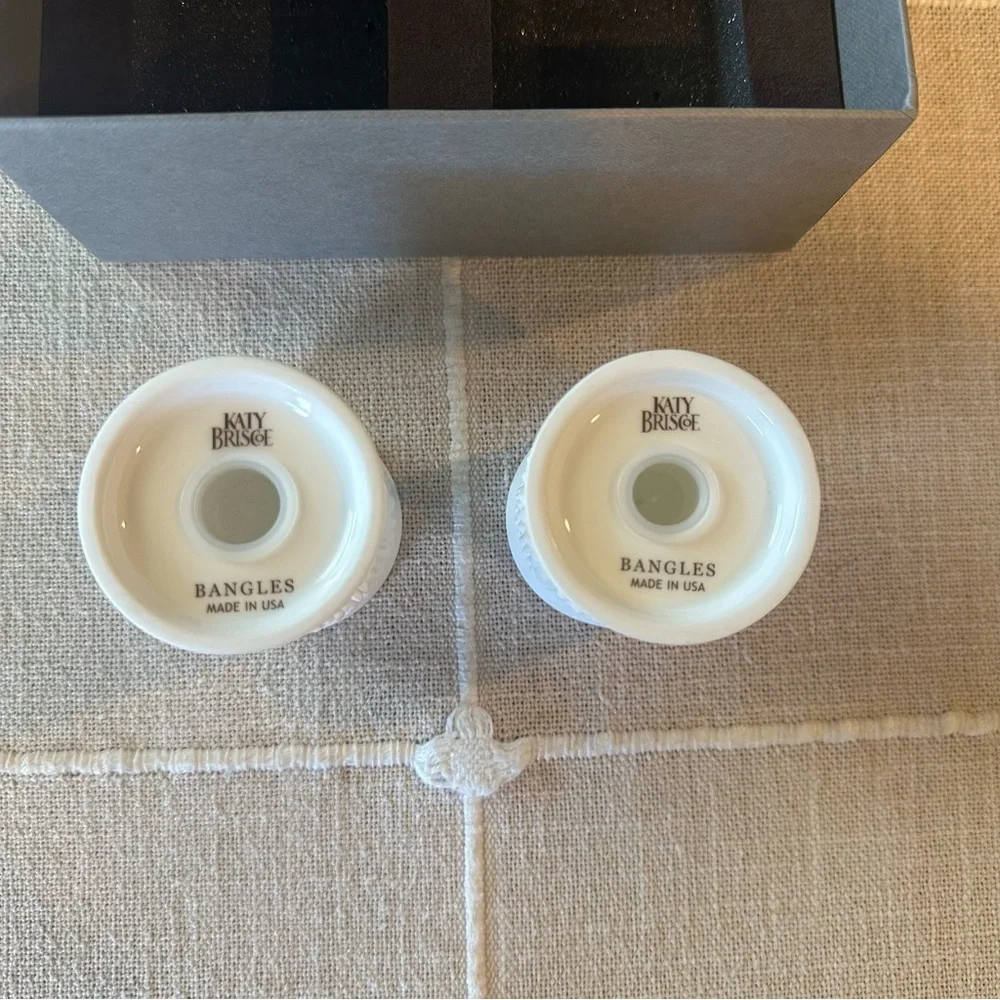 NWT Katy Briscoe | Boho Engraved White Bone China Salt & Pepper Shakers